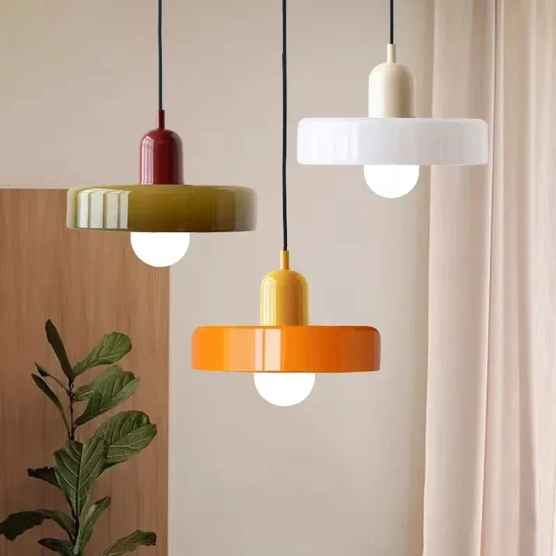 Retro Bauhaus Glass Disc Pendant Light