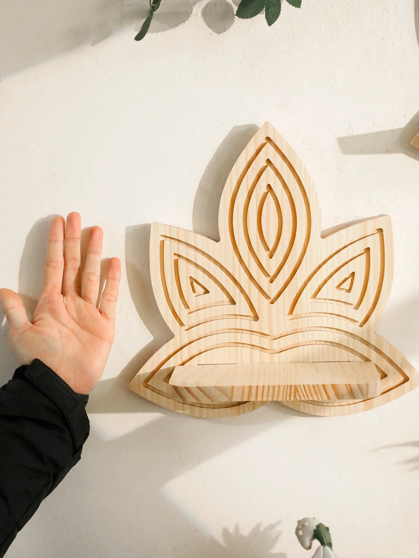 Lotus Floating Wood Wall Shelves