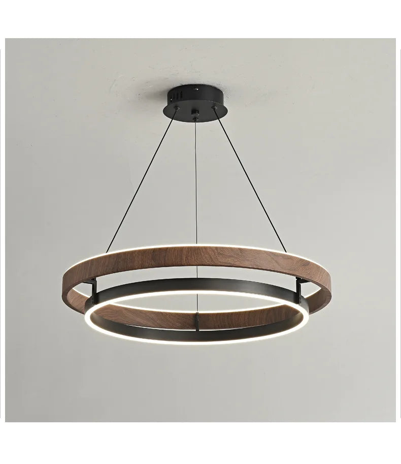 Italian Design Walnut Ring Chandelier