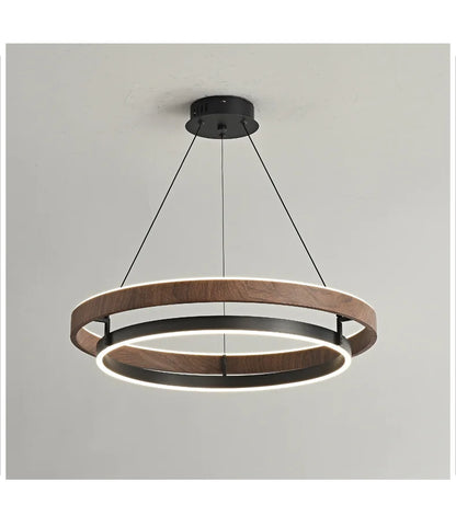 Italian Design Walnut Ring Chandelier