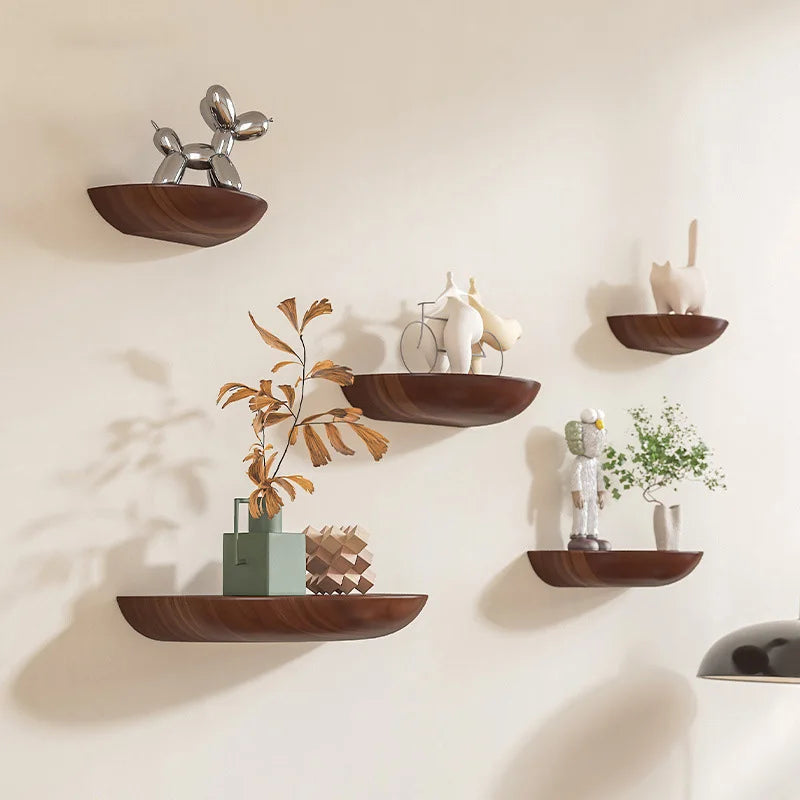 Half-Circle Solid Wood Wall Shelf