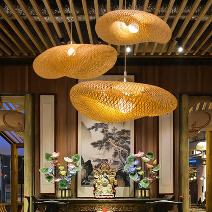 Vintage Twisted Woven Bamboo Pendant Light