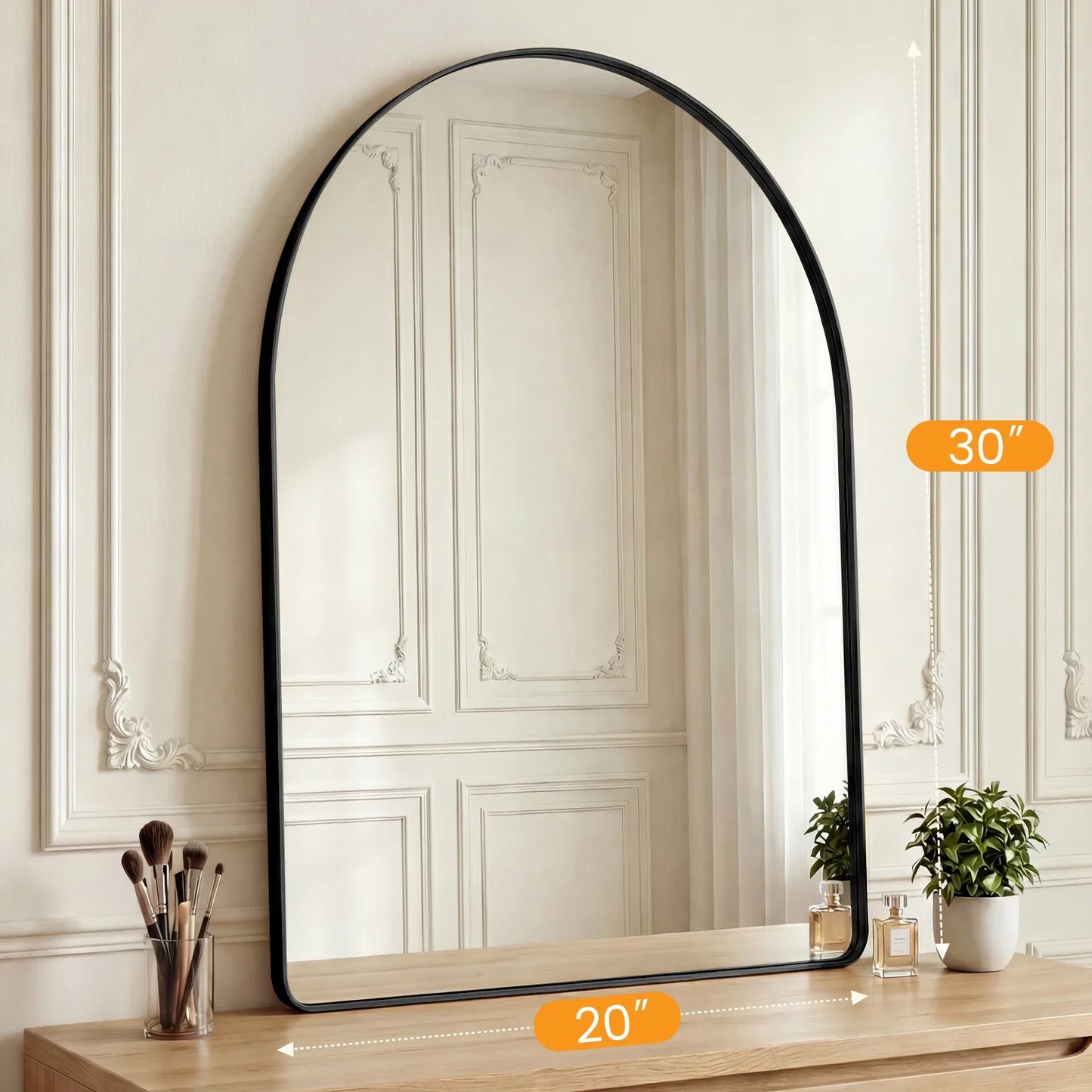 Ribbed Metal Arched Wall Mirror
