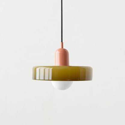 Retro Bauhaus Glass Disc Pendant Light