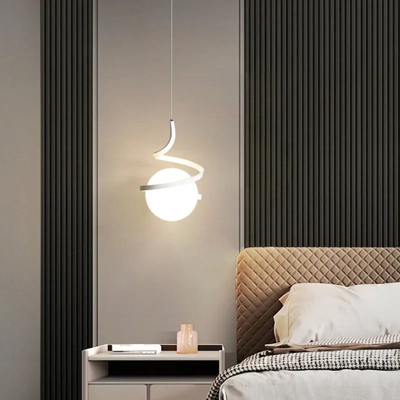 Nordic-Style Spiral Glass Ball Pendant Light