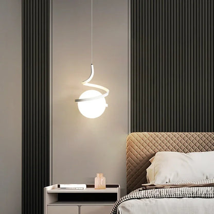 Nordic-Style Spiral Glass Ball Pendant Light