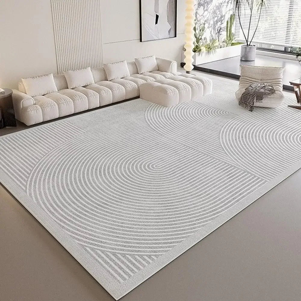 White Zen Circles Wabi-Sabi Rug
