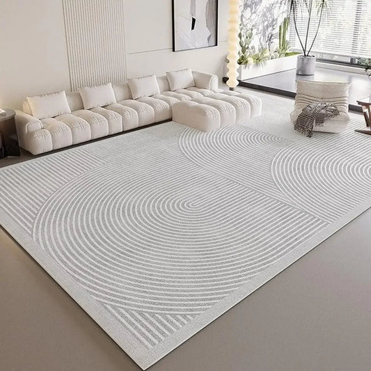 White Zen Circles Wabi-Sabi Rug