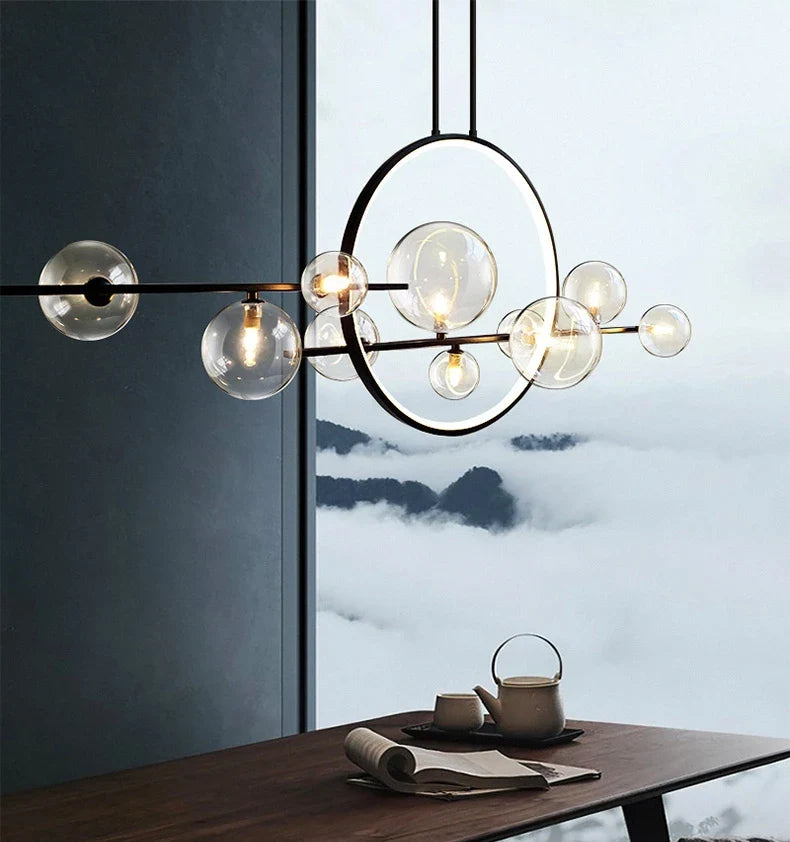 Postmodern-Style Glass Bubble Cluster Chandelier