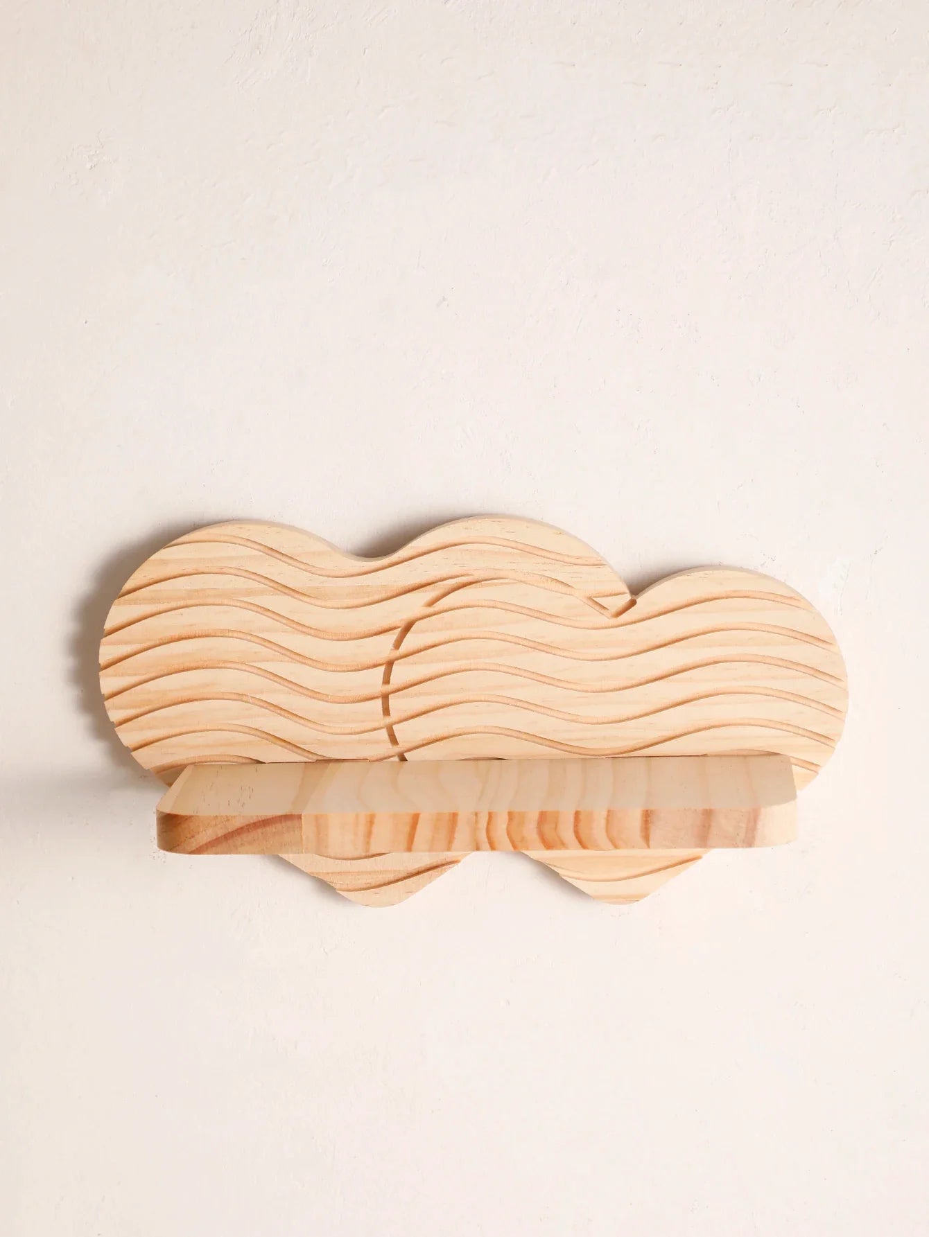Wavy-Pattern Wood Heart Wall Shelf