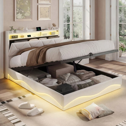 Smart Ottoman Storage Bed with LED
