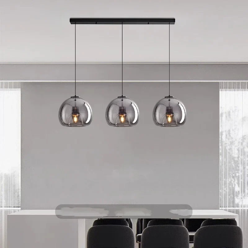 Modular Blown Glass Globe Pendant Light