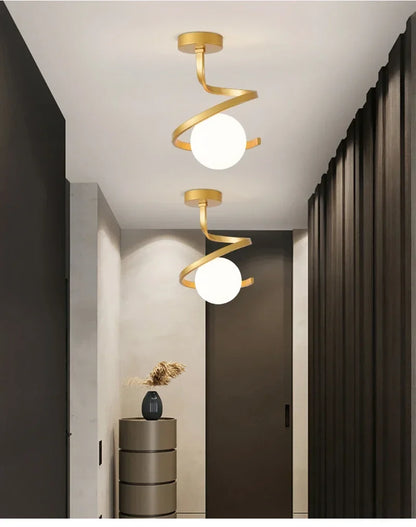 Nordic-Style Spiral Glass Ball Ceiling Light