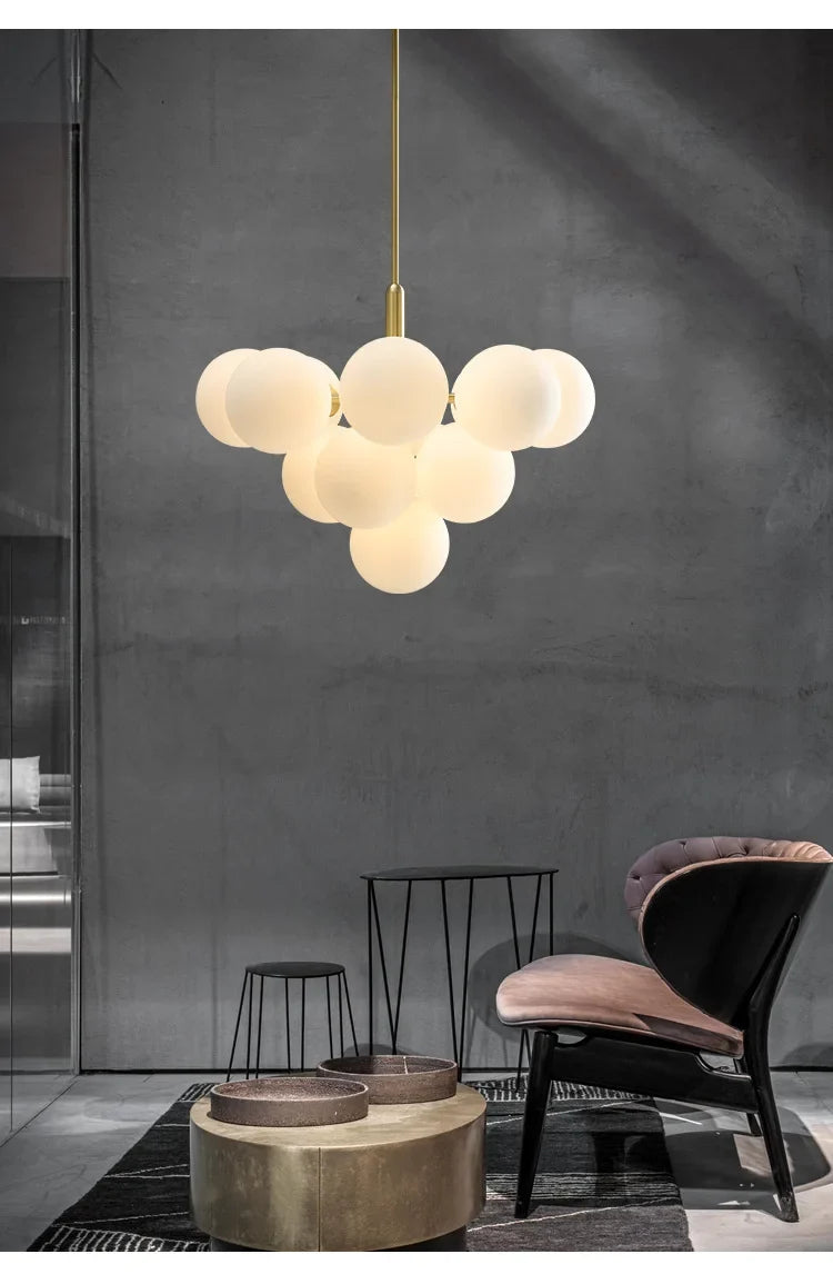 Nordic-Style Cascading Glass Globe Chandelier