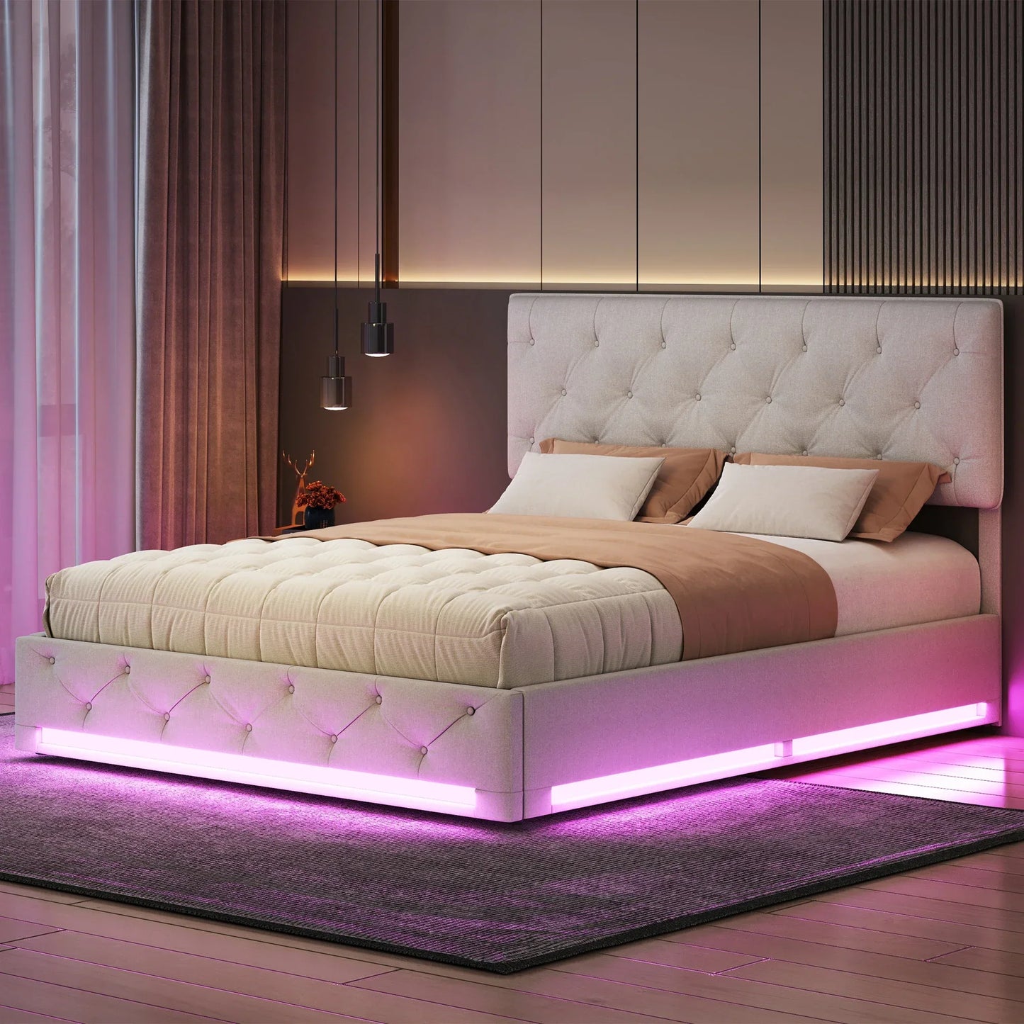 Ottoman Storage Bed with 3-Side LED