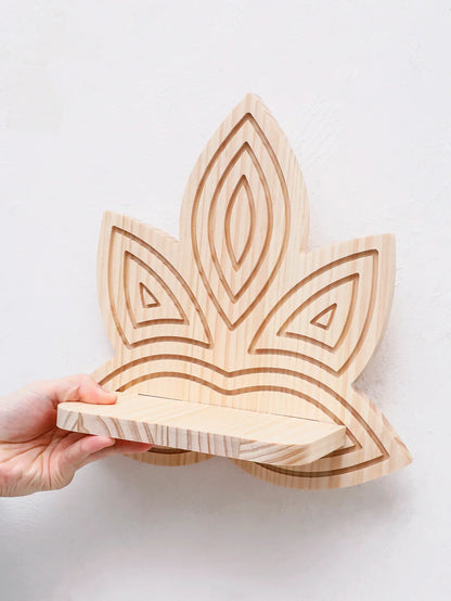 Lotus Floating Wood Wall Shelves