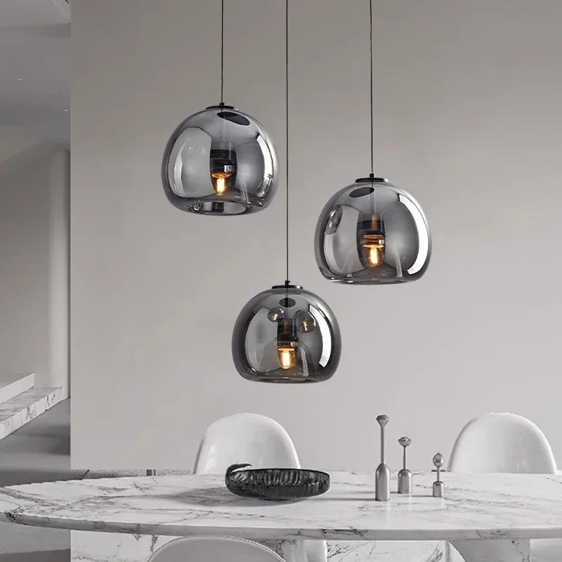 Modular Blown Glass Globe Pendant Light