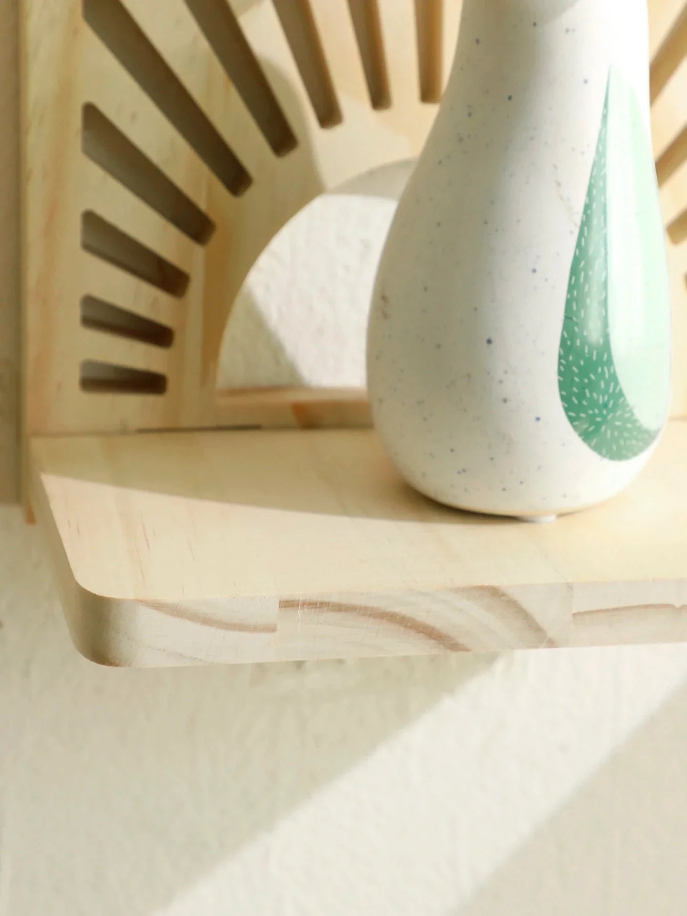 Bohemian Sunburst Natural Wood Wall Shelf