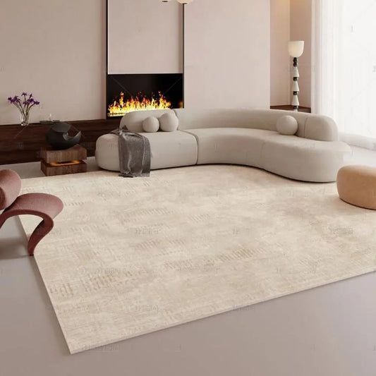 Ivory Woven-Texture Plain Rug
