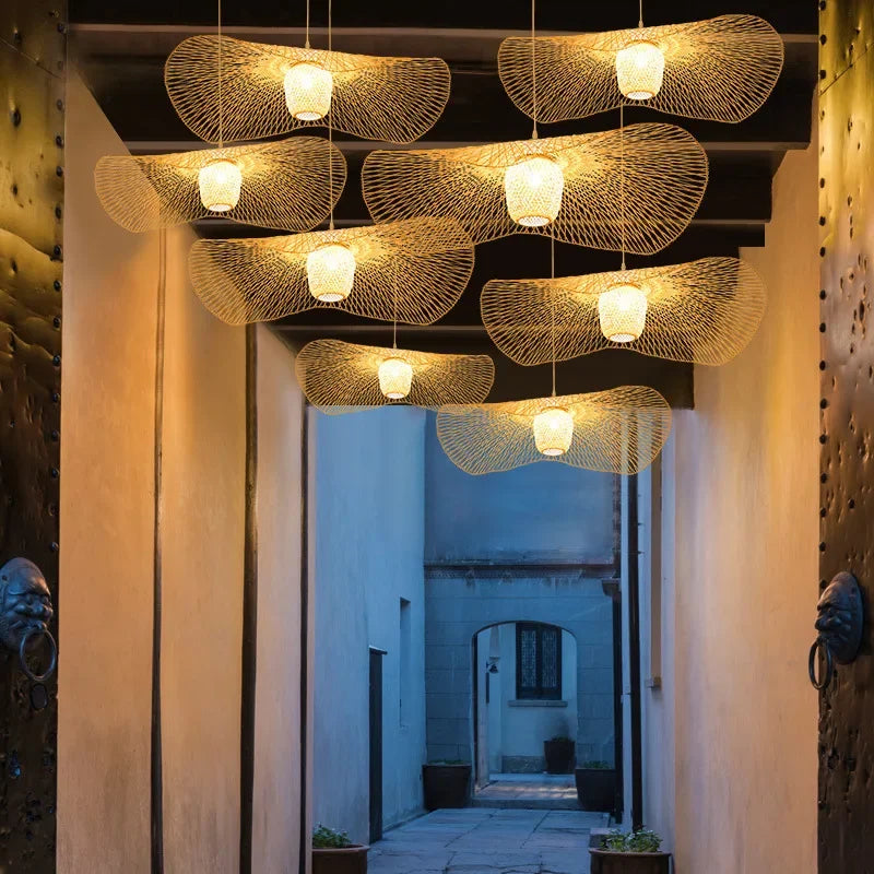 Japanese-Style Woven Bamboo Pendant Light