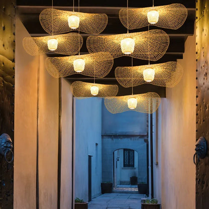 Japanese-Style Woven Bamboo Pendant Light
