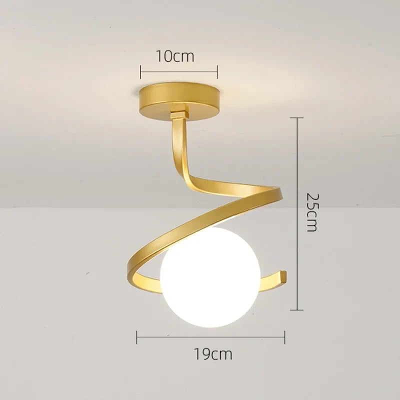 Nordic-Style Spiral Glass Ball Ceiling Light