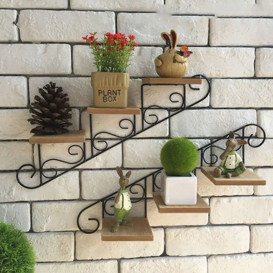 Staircase-Style Metal Wall Shelf