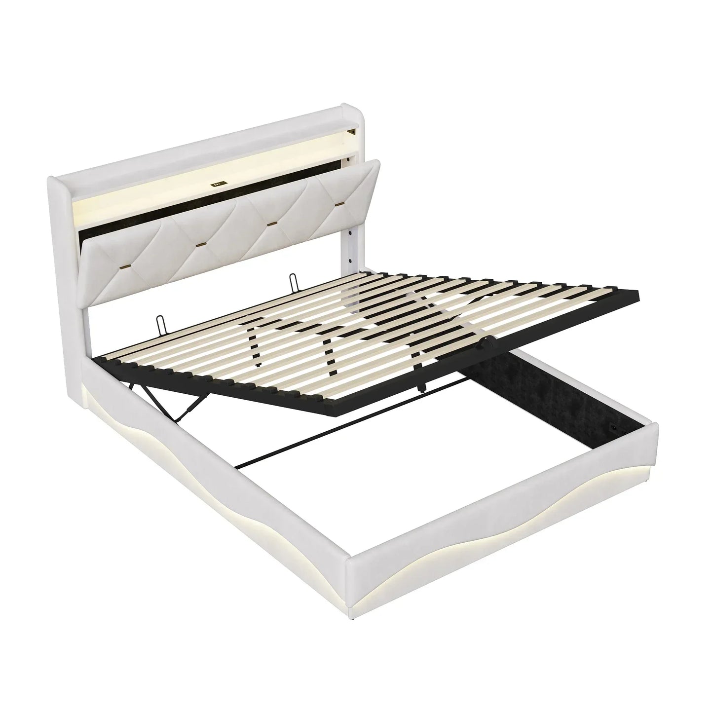 Smart Ottoman Storage Bed with LED