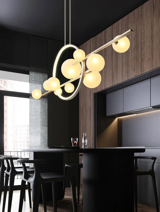 Postmodern-Style Glass Bubble Cluster Chandelier