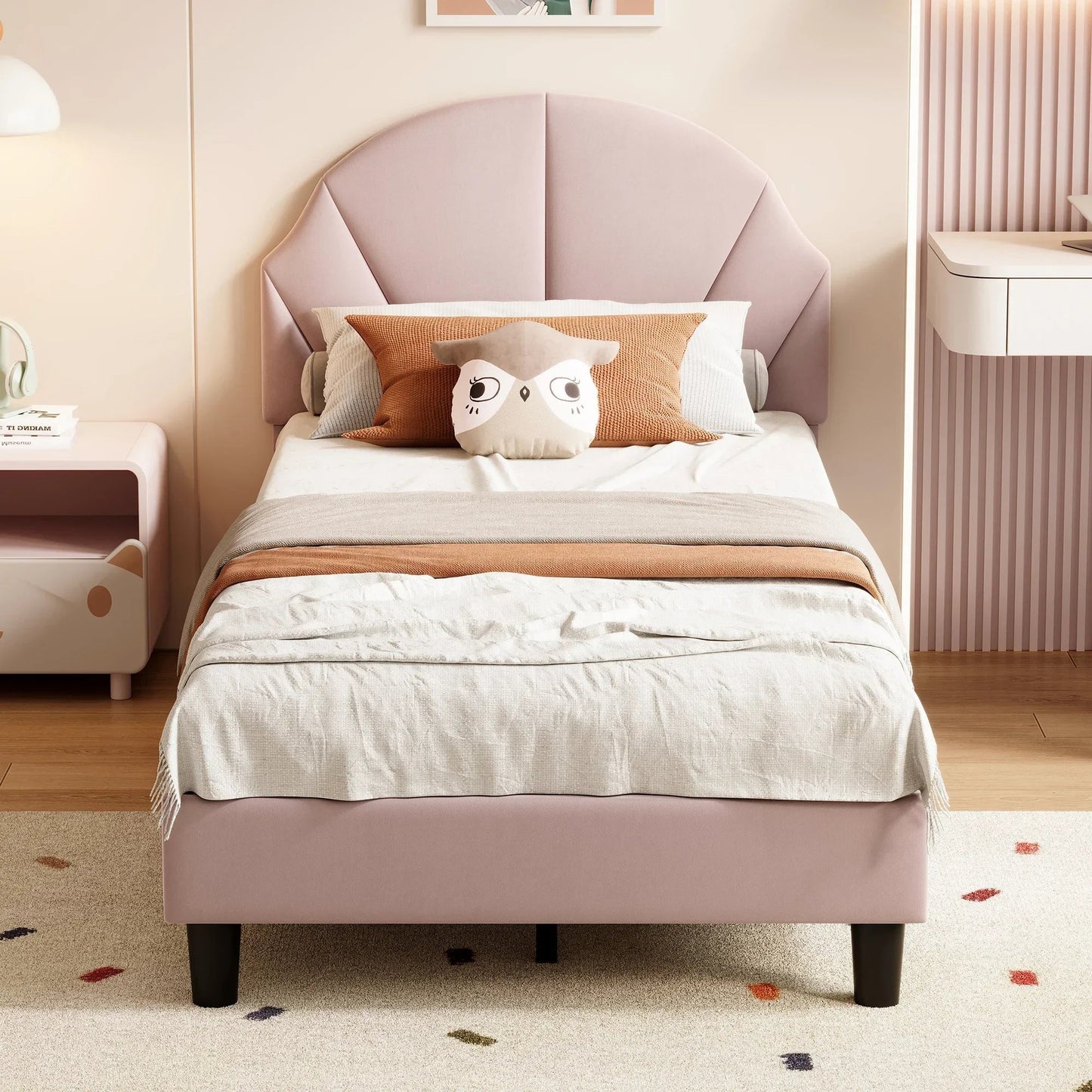 Single Velvet Bed with Flower Design