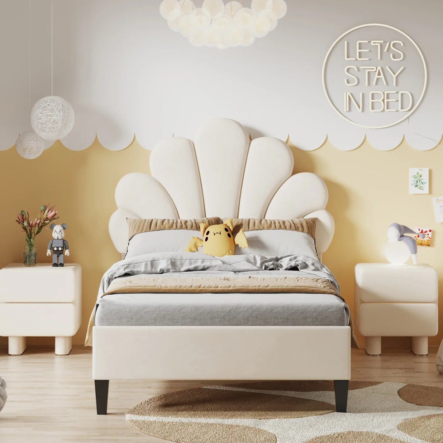 Flower Design Velvet Bed