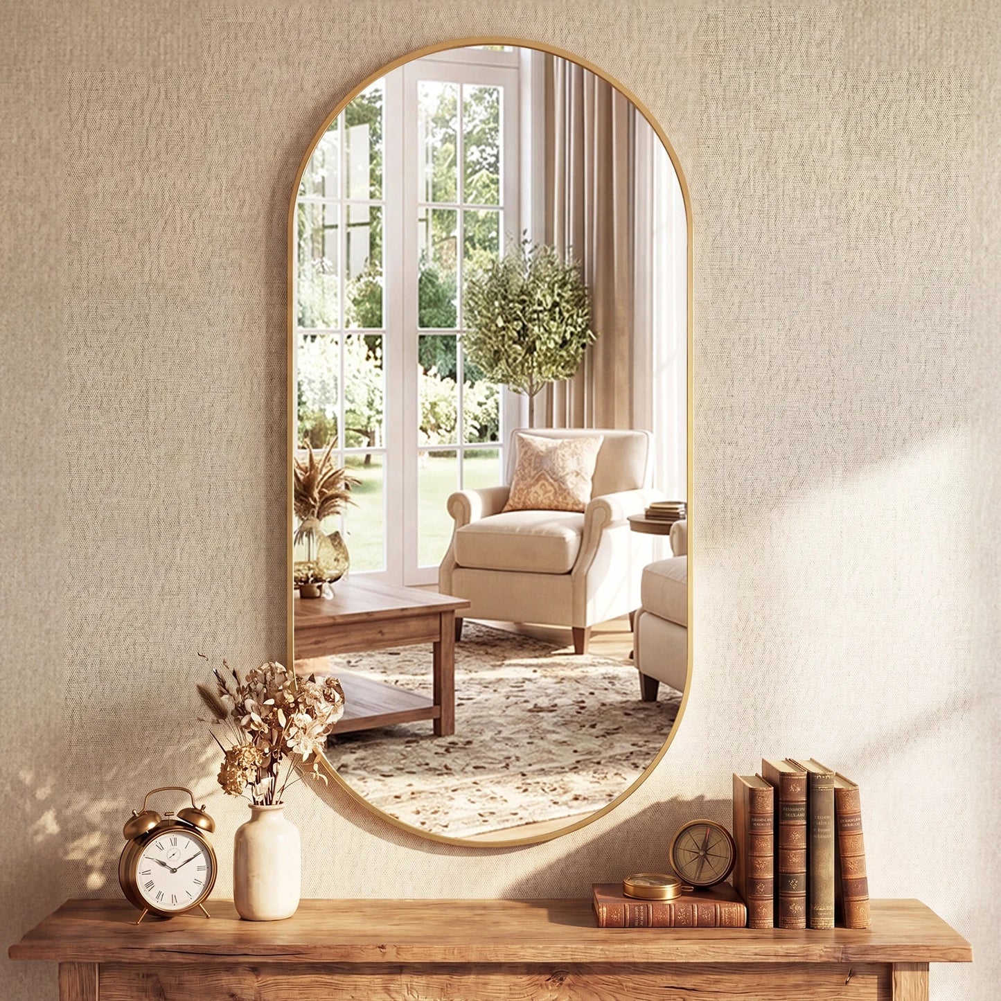 Oval Metal Wall Mirror