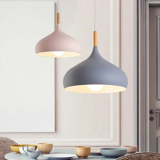 Nordic-Style Round Colored Aluminum Pendant Light