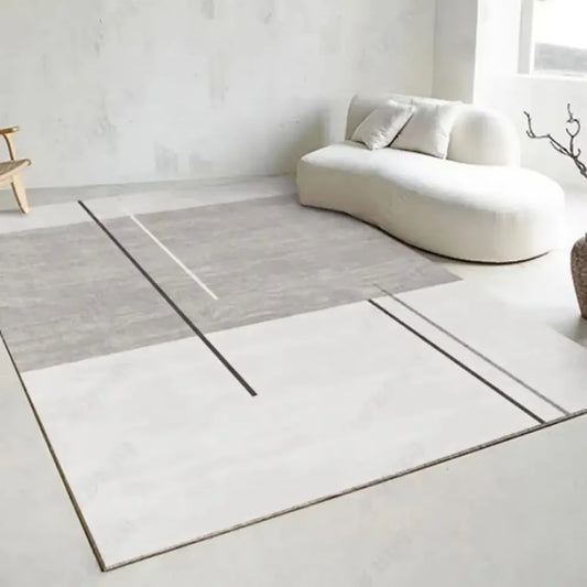 Light Gray Lined Graphic Rug