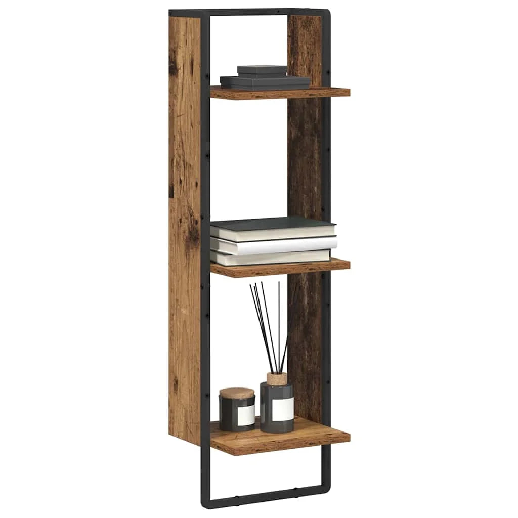 3-Tier Wood & Metal Wall Shelf