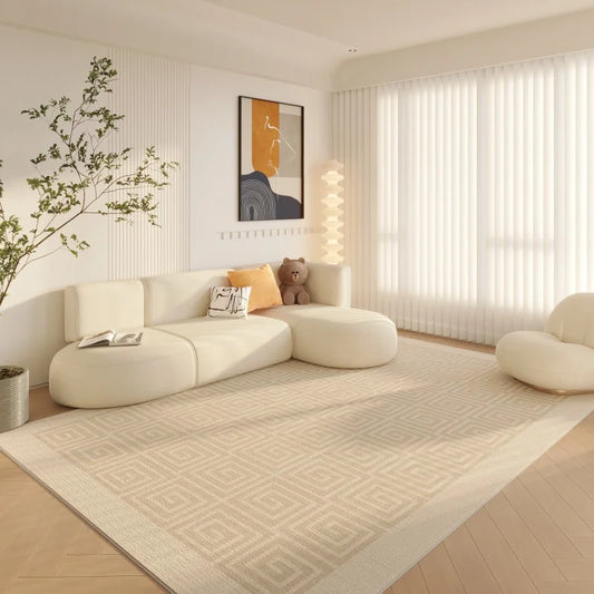 Beige Geometric Minimalist Rug
