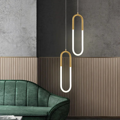 U-Shaped Brass Tube Pendant Light