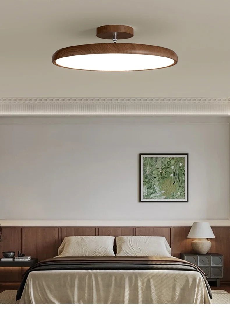 Retro Round Wood Ceiling Light