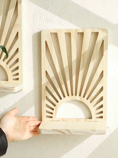 Bohemian Sunburst Natural Wood Wall Shelf