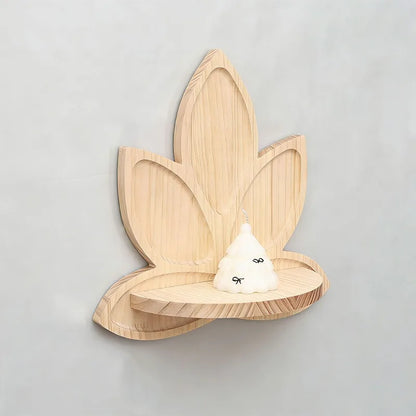 Post-Modern Lotus Flower Wood Wall Shelf