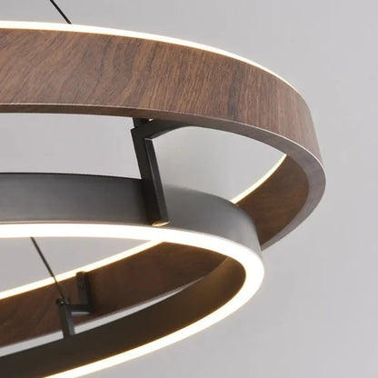 Italian Design Walnut Ring Chandelier