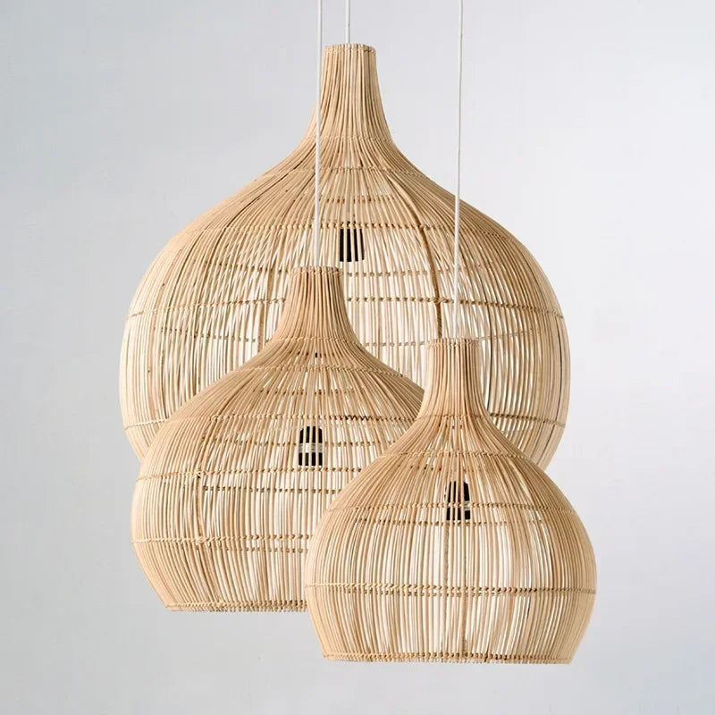 Retro Hand-Woven Rattan Pendant Light