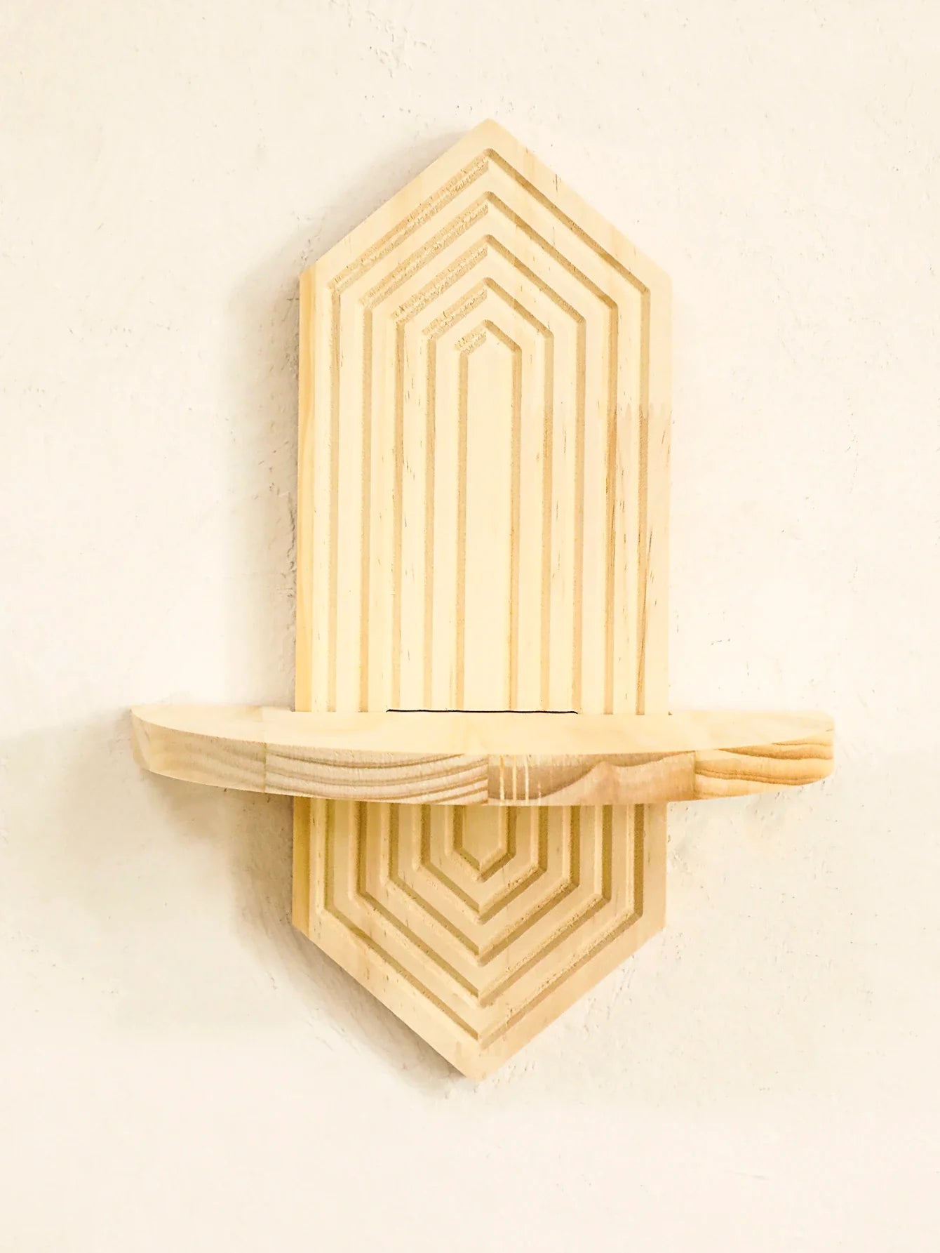 Bohemian Geometric Natural Wood Wall Shelves