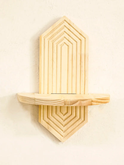 Bohemian Geometric Natural Wood Wall Shelves
