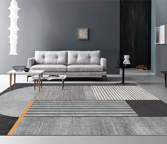 Gray and Black Patchwork Rug