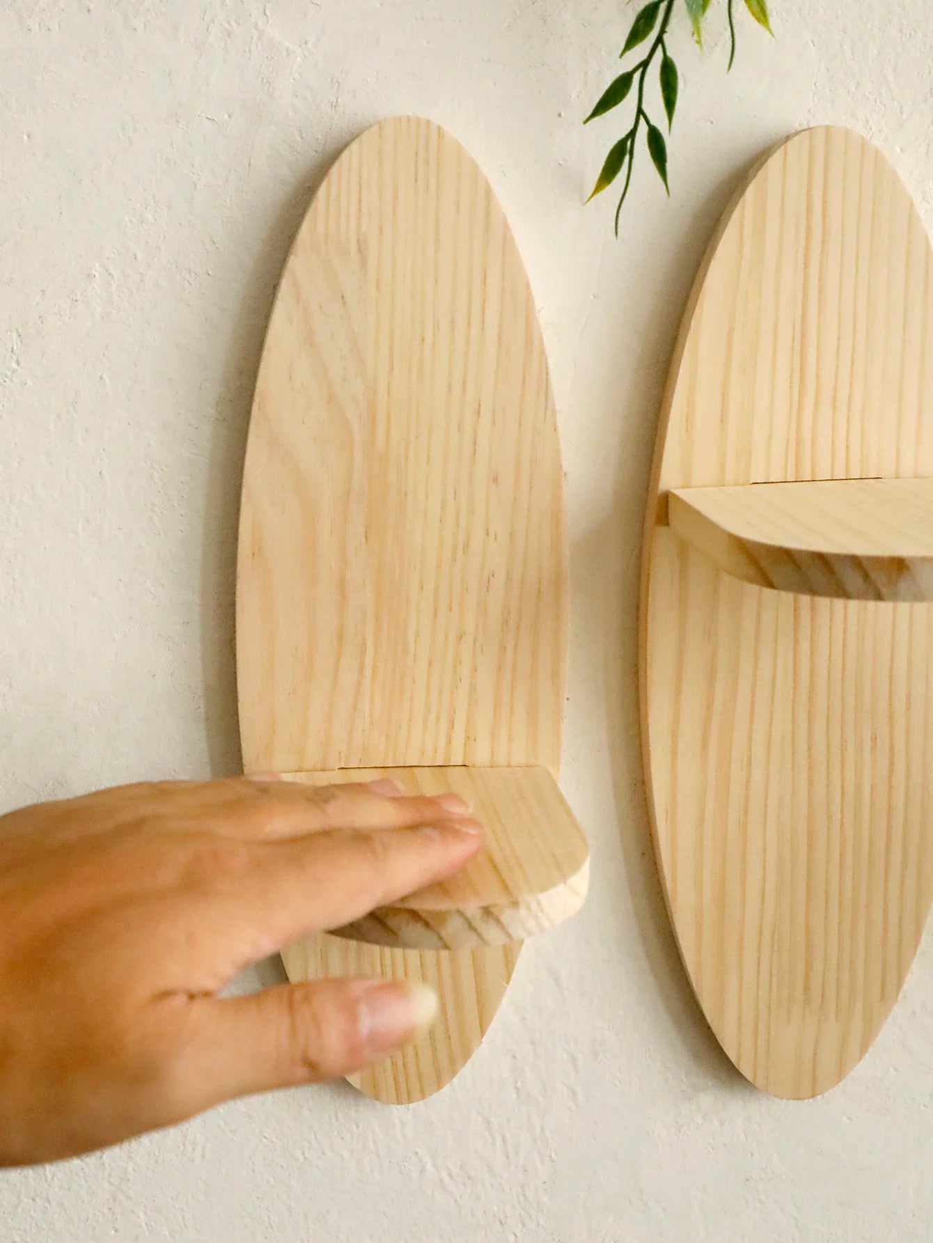 Bohemian Rustic Oval Wood Wall Shelf