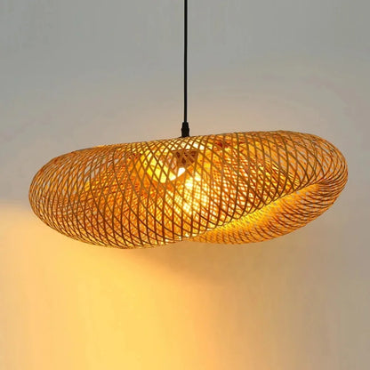 Vintage Twisted Woven Bamboo Pendant Light