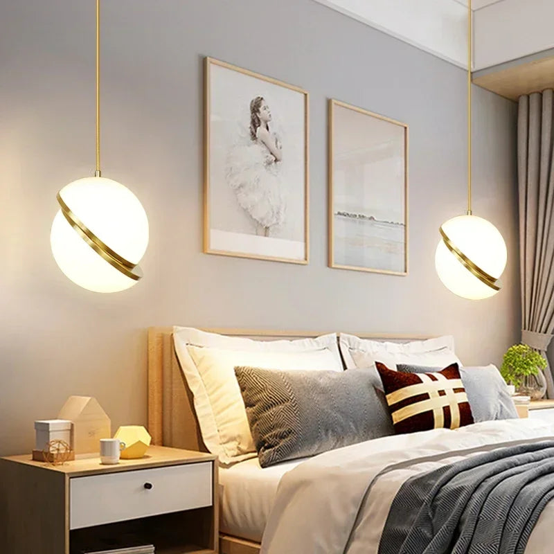 Nordic-Style Spherical Copper Pendant Light