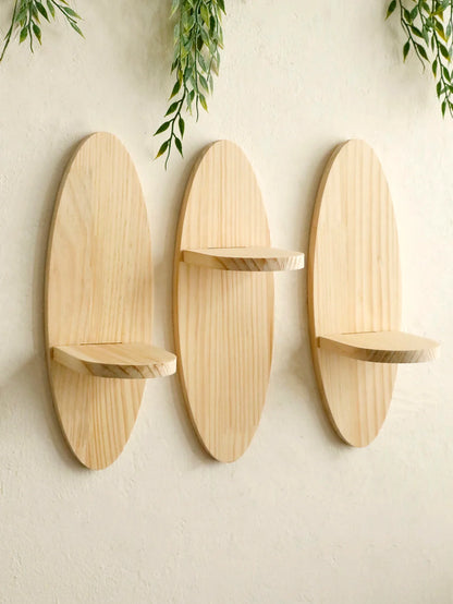 Bohemian Rustic Oval Wood Wall Shelf