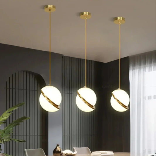 Nordic-Style Spherical Copper Pendant Light